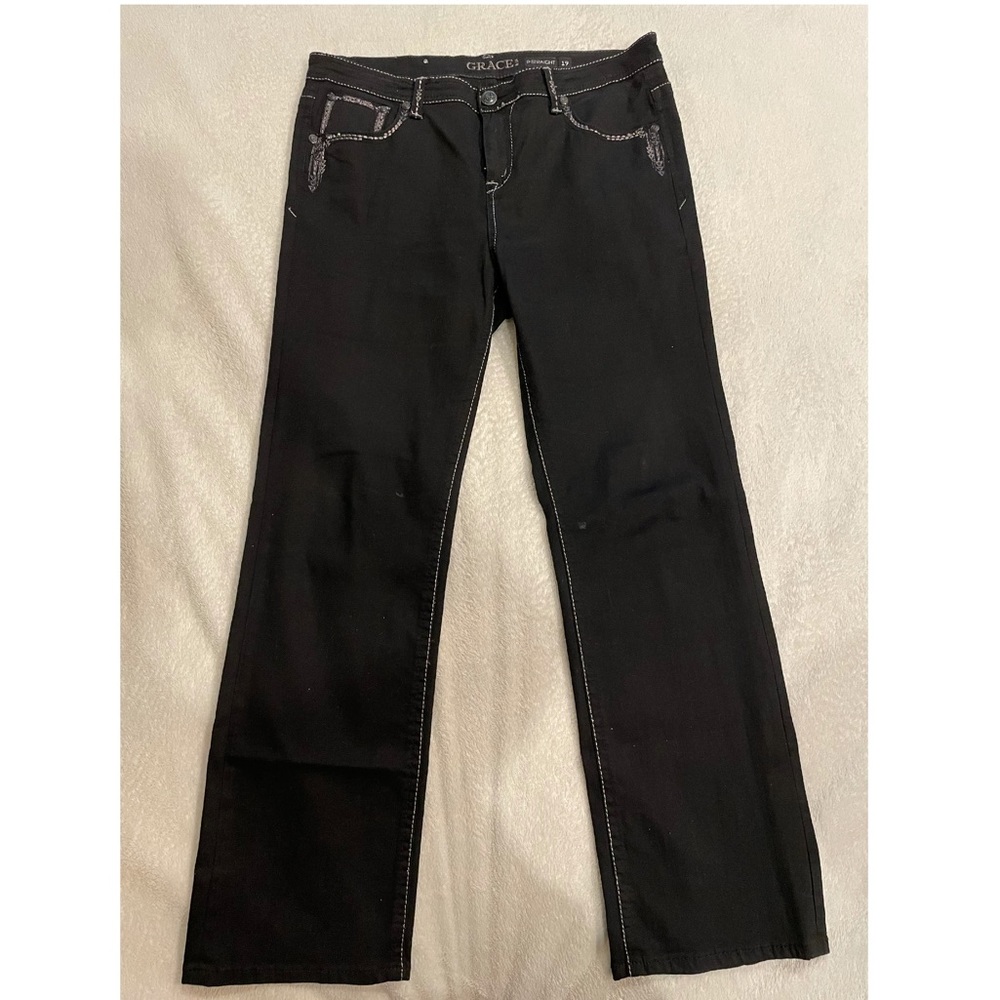 Grace in LA Black Straight Leg Jeans
